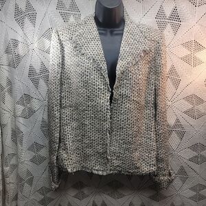 Worthington size 16 blazer jacket. 100% silk lining. Beige and black.